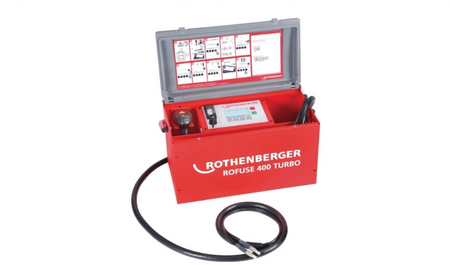 Máquina de eletrofusão Rothenberger ROFUSE 400 Turbo disponível para locação pela Politek